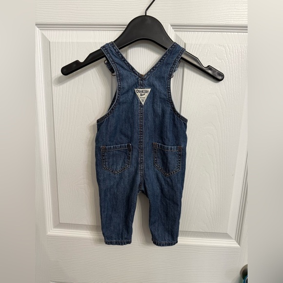 OshKosh B’gosh Denim Overalls 6M Classic Baby Blue Jean Overalls flannel lined - Picture 3 of 4